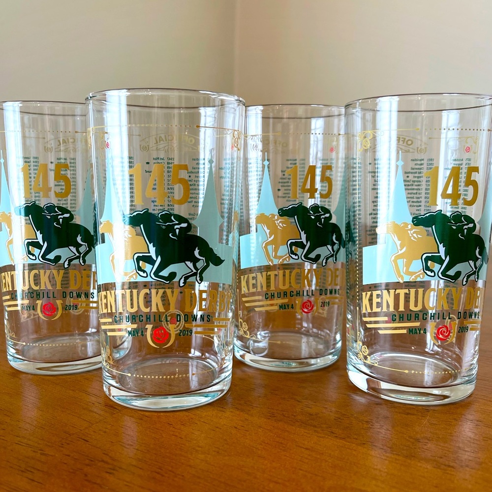 Kentucky Derby Churchill Downs 2019 🐎 Commemorative Glass, Set of 4
